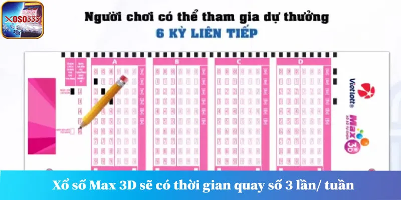 Xổ số Max 3D sẽ có thời gian quay số 3 lần/ tuần