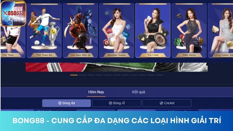 Nhà cái Bong88 cung cấp đa dạng các loại hình khác nhau